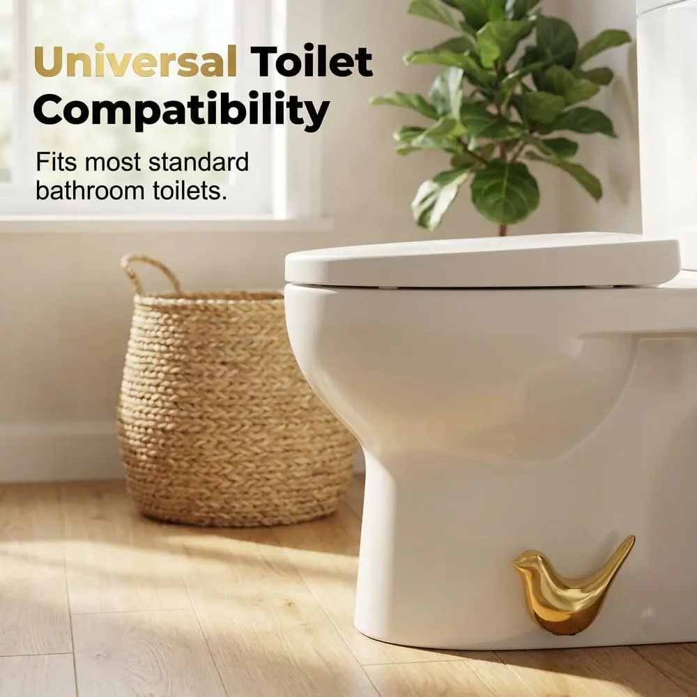 2Pcs Ceramic Toilet Bolt Covers, Gold Bird Replacement Toilet Screw Cover Caps, Toilets Bolt Caps Decorative, Bathroom Decorative Toilets Floor Screw Cover Cap