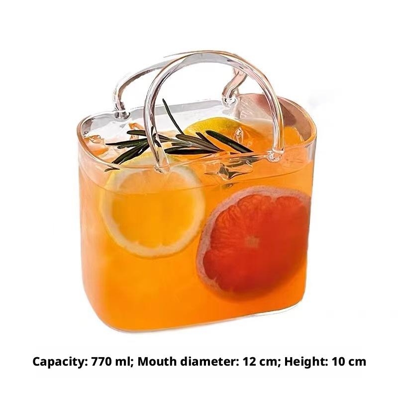 Glass Purse for Drinks, Stylish Drinkware,Unique Thick Wine Glasses Gifts ,Fish Bowl Vase,Creative Drinking Glass for Fruit Juice,Tea,Flowers,Unique Birthday Gift