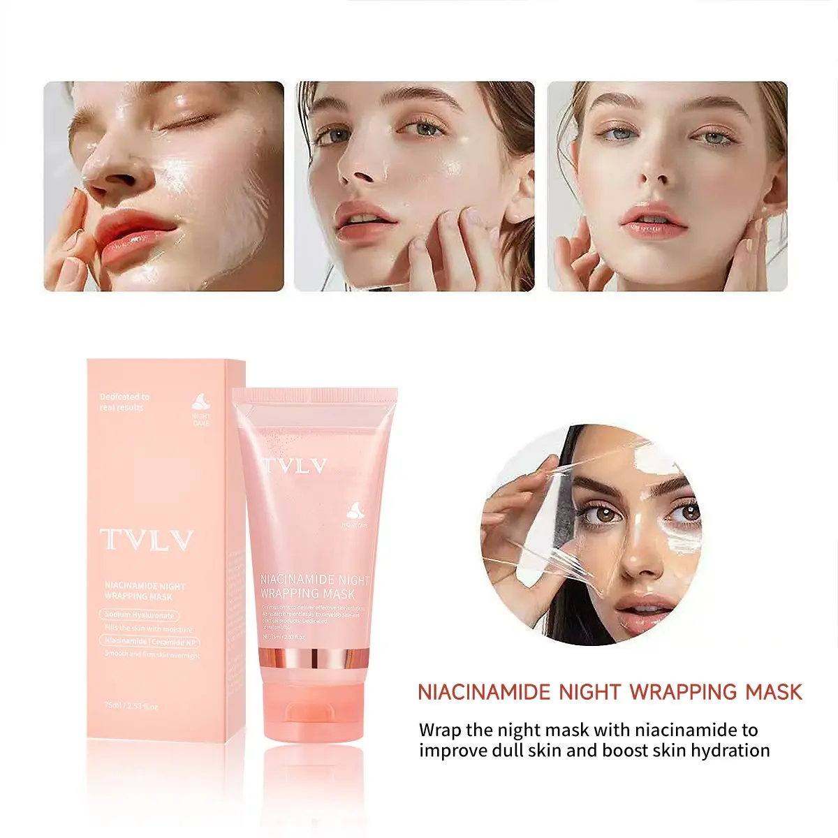 Niacinamide Night Peel-Off Mask, Overnight Hydrating and Elastic Skin, Moisturizing Balm for Women and Teen Girls, Ideal Gift