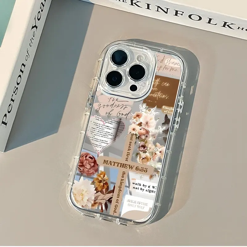 Phone case with cross, flower, and faith symbol design, makeup mirror, mirror surface, modern style for women, compatible with Apple iPhone 17 Plus Pro Max Air 16 15 14 13 12 11, shockproof protective case, ideal gift. | JMNYK