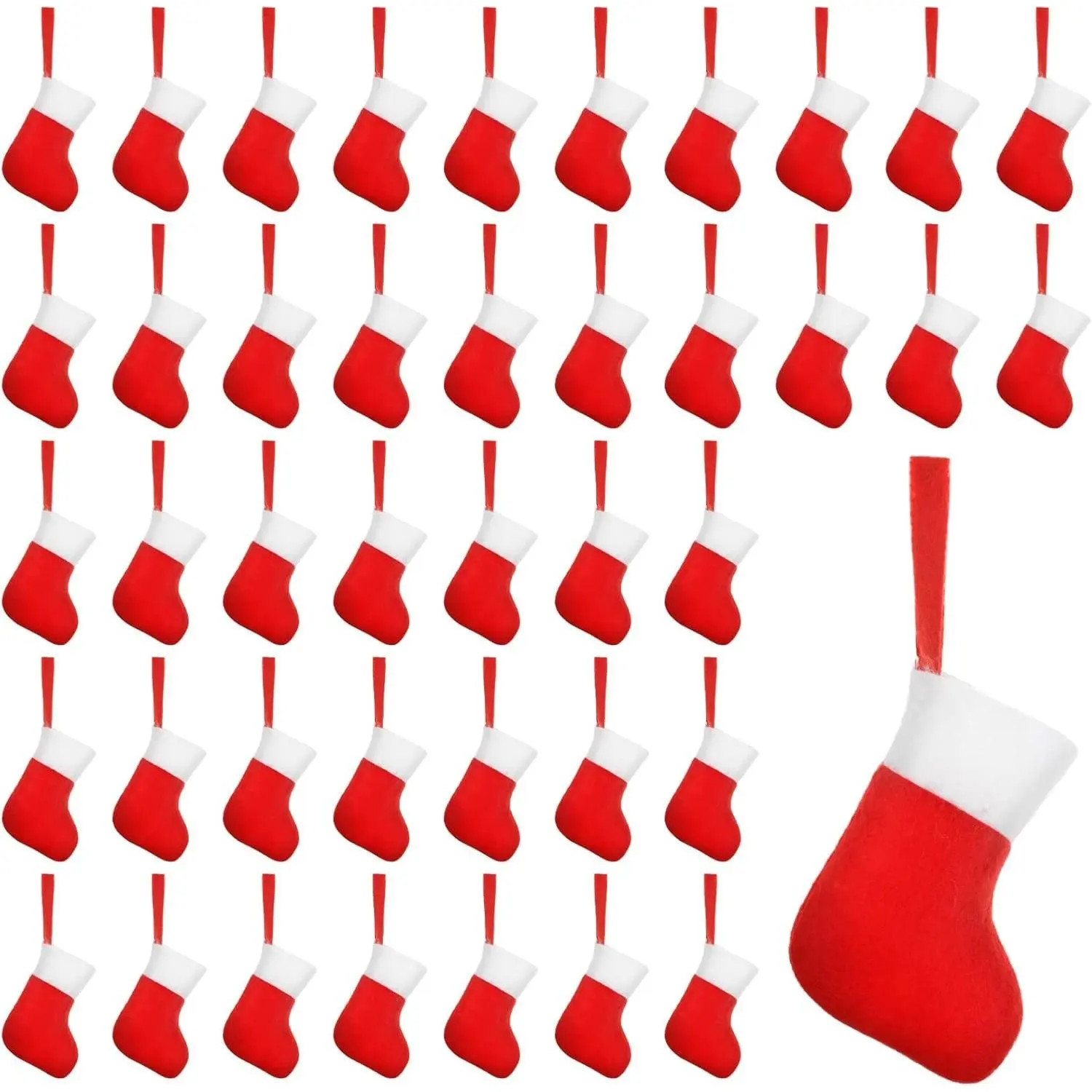 100 Pcs Mini Christmas Stockings Bulk Xmas Gifts for Colleague Employees Xmas Tree Decorations for School Church Charity 5.9 x 3.2 Inch Red White