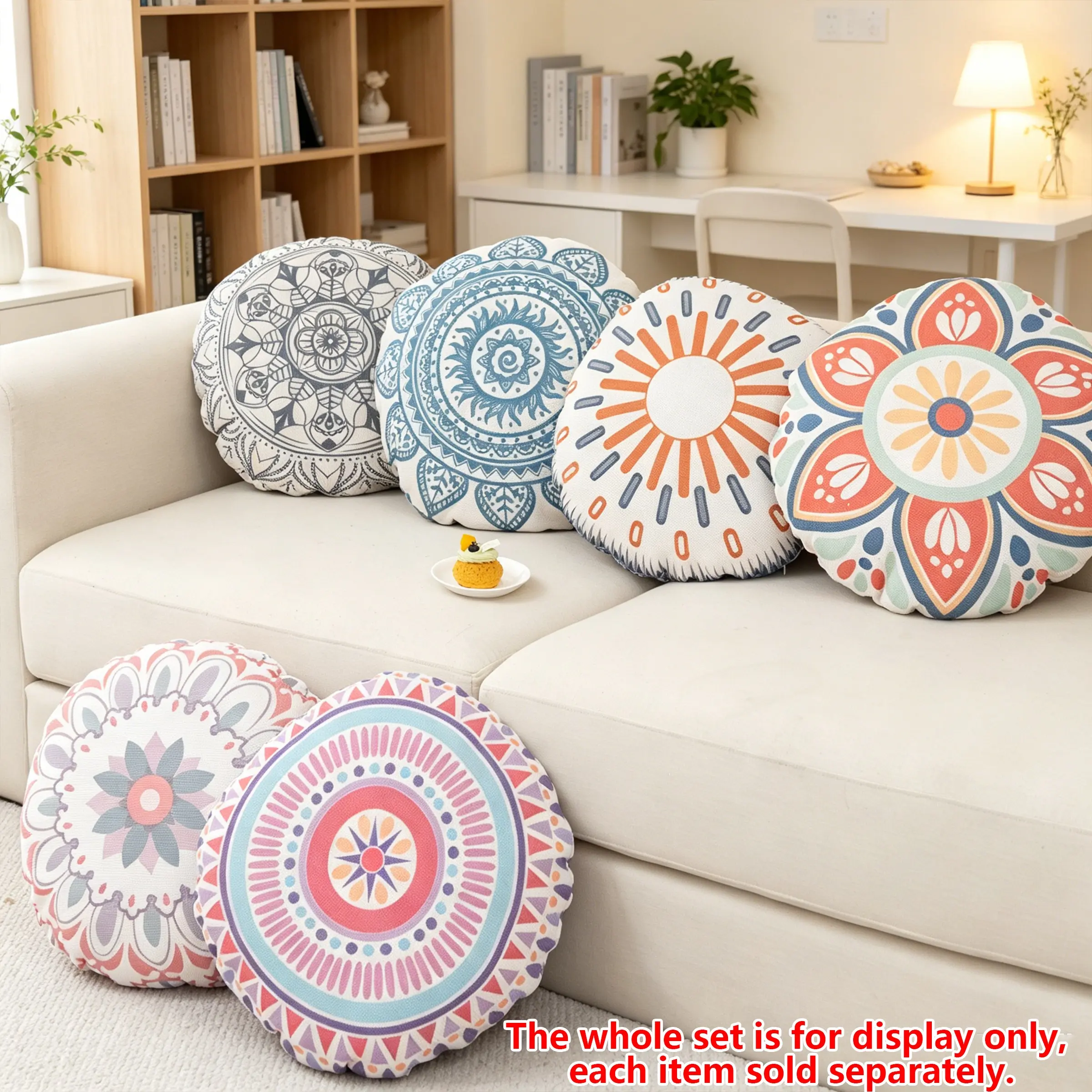 1pc Boho Mandala Round Pillow, Dual Use Cushion, Round Chair Cushions, Fits Sofa, Balcony, Bedroom, Airbnb, Vintage Atmosphere, Multiple Colors