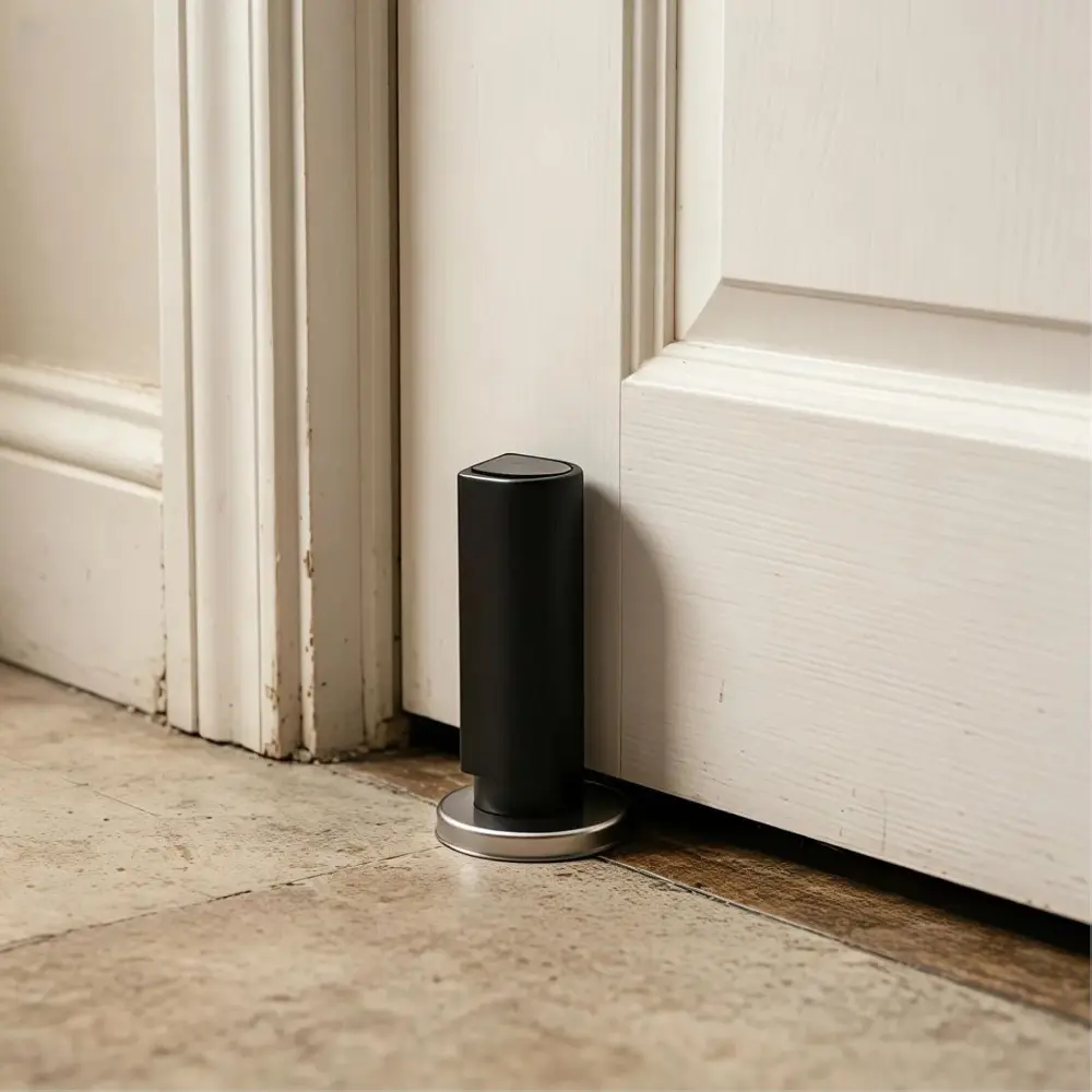 Floor Door Stopper, Magnetic Silent Adjustable Windproof Door Draft Blocker Floor-Mounted Invisible with Adhesive for Bottom Within 1-1/4 Inch High Door Gaps