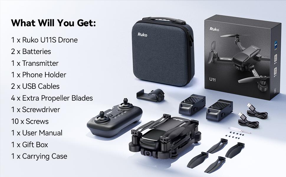 Ruko U11S Drones with Camera for Adults 4k, Built-in Remote ID, 120° FOV, GPS Auto Return, 40 Min Flight, 5G Live Transmission, Foldable Mini FPV Quadcopter for Beginners with Follow Me, Circle Fly Ruko U11S Drones with Camera for Adults 4k, Built-in Remote ID, 120° FOV, GPS Auto Return, 40 Min Flight, 5G Live Transmission, Foldable Mini FPV Quadcopter for Beginners with Follow Me, Circle Fly
