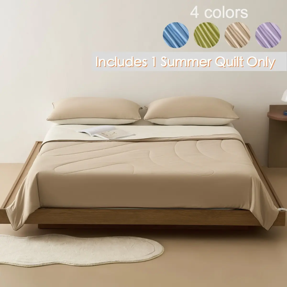 1 Piece Cooling Summer Comforter, Cream Style Solid Design, Smooth Soft Breathable Fabric, Multi-Size, Perfect Gift for Home Bedroom
