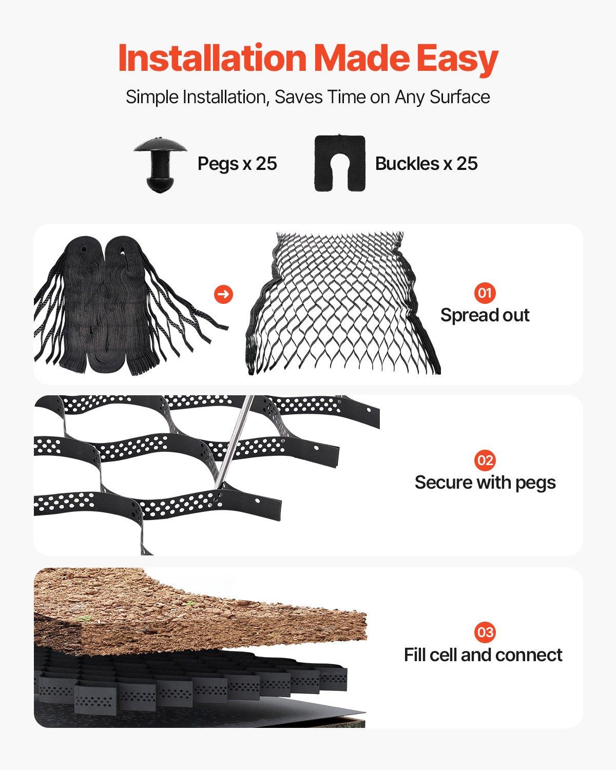 VEVOR Gravel Grid, 2 Inch Depth, 32.81 x 9.84 FT / 10000 x 3000 mm, 1880 LBS Per Sq ft Grass Ground Retainer, Permeable Geo Grids Driveway Stabilization, for Garden, Patio, Walkway, RV Parking Slopes VEVOR Gravel Grid, 2 Inch Depth, 32.81 x 9.84 FT / 10000 x 3000 mm, 1880 LBS Per Sq ft Grass Ground Retainer, Permeable Geo Grids Driveway Stabilization, for Garden, Patio, Walkway, RV Parking Slopes