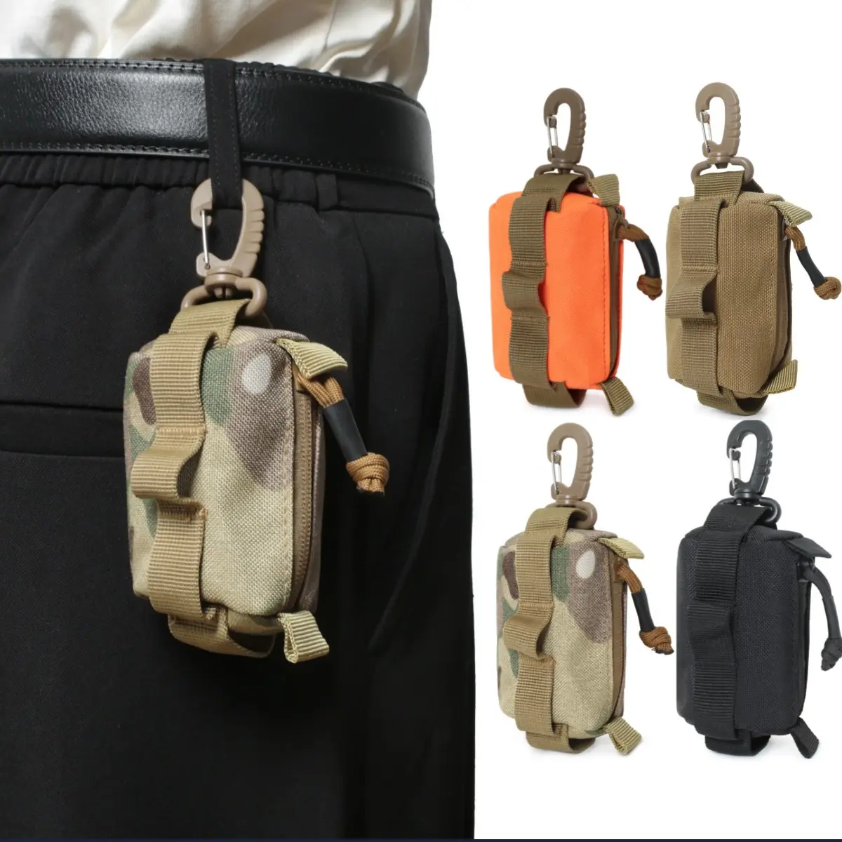 Mini Tactical EDC Storage Pouch, Zipper Key & Card Holder, Coin Purse, Compact Tactical Pocket Bag, Portable Carry Organizer for Men & Women, Hiking Gear, Ideal for Outdoor Travel, Hiking, Fishing, Cycling and Camping