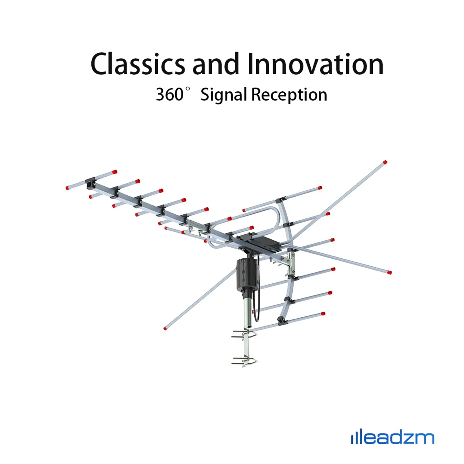TA-001 High Quality Lightweight Compact Practical Durable 360° Rotation UV Outdoor Antenna, 45-230MHz/470-860MHz Frequency Range, 15-22dB Gain, Black
