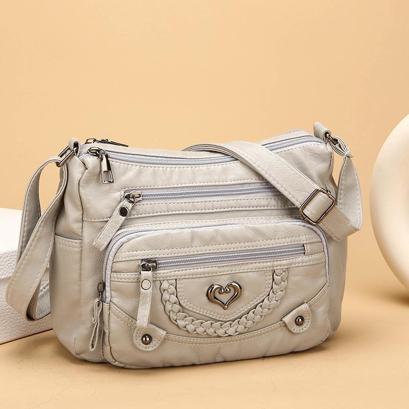 Women’s Genuine Leather Crossbody Purse - Heart-Shaped Pattern, Multiple Pockets, Spacious Interior, Stylish Versatile Purse Shoulder Bag for Everyday Use, Travel - Bags, Accessories for Women