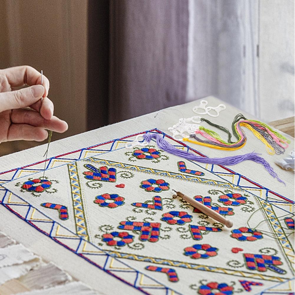 40Pcs Acrylic Transparent Cross Stitch Storage Holder with Iron Ring DIY Craft Embroidery Thread Holder Clear Winding Boards Floss Bobbins for Craft Storage