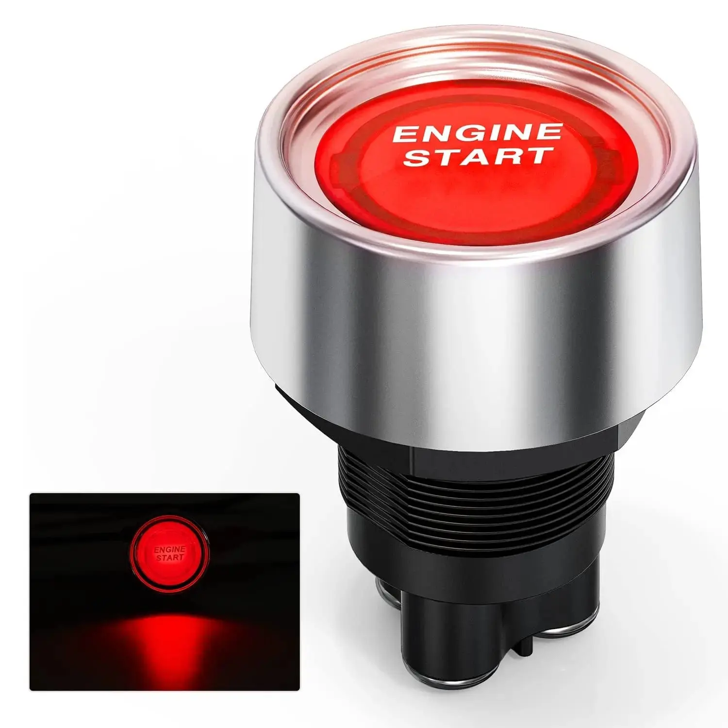 Nilight Aluminum Momentary Push Button Switch - Red, Durable, Easy-Install, Switch-Included for Most 12V Motorized Vehicles, Engine Start Function