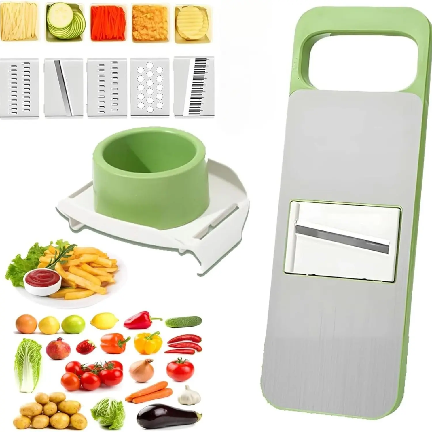 1 Set 7-in-1 Kitchen Slicer, Stainless Steel Multifunctional Grater, Vegetable Shredder Peeler for Home Use