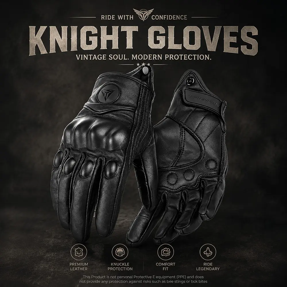 Men's PU Leather Motorcycle Gloves, Breathable Classic Bike Gloves, Outdoor Sports Riding Touchscreen Gloves, Comfortable and Durable