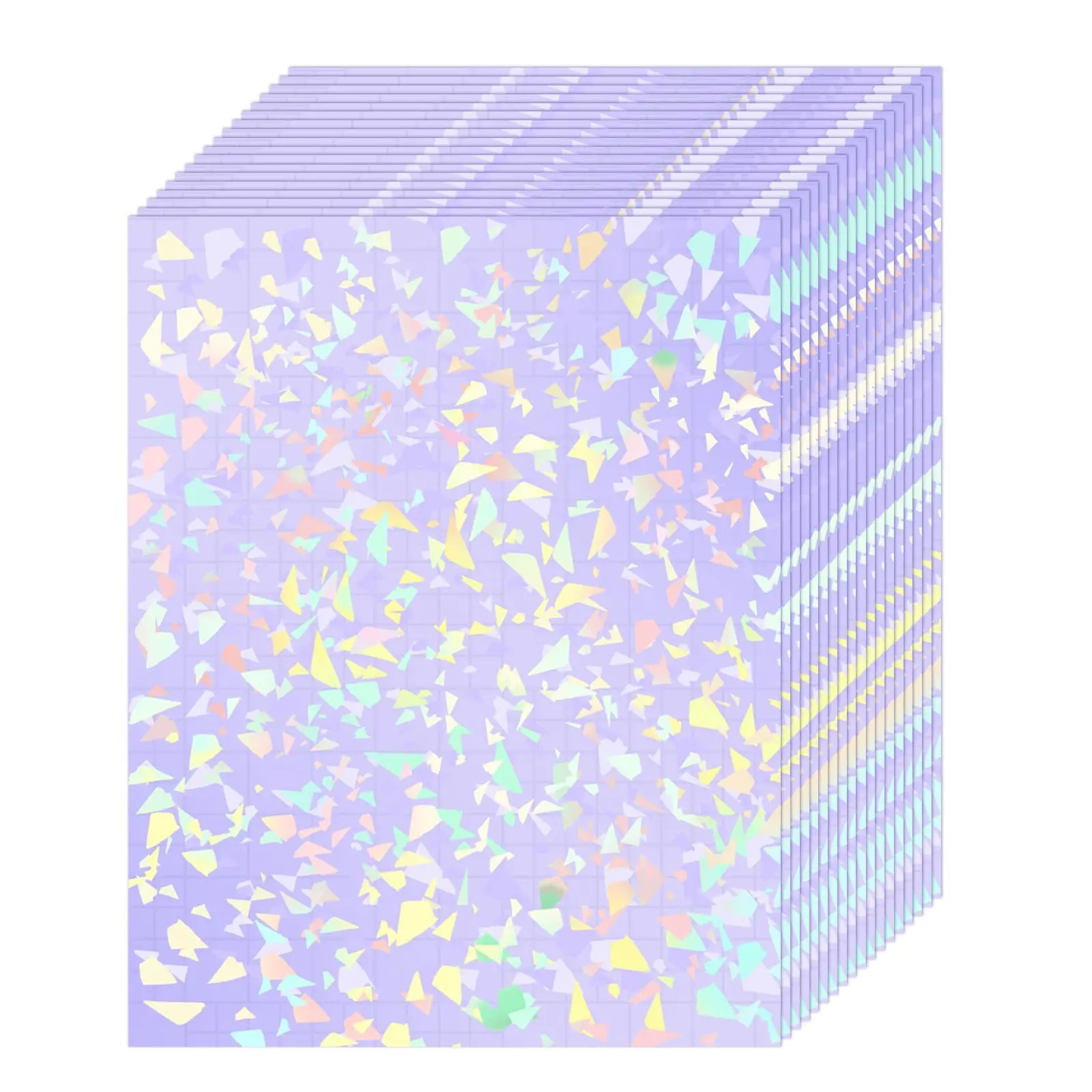 50 Sheets Holographic Laminating Paper, Self-Adhesive Transparent Sticker Paper, Glitter Waterproof Vinyl Film, 2.9x4.1 Inches, Gem Pattern