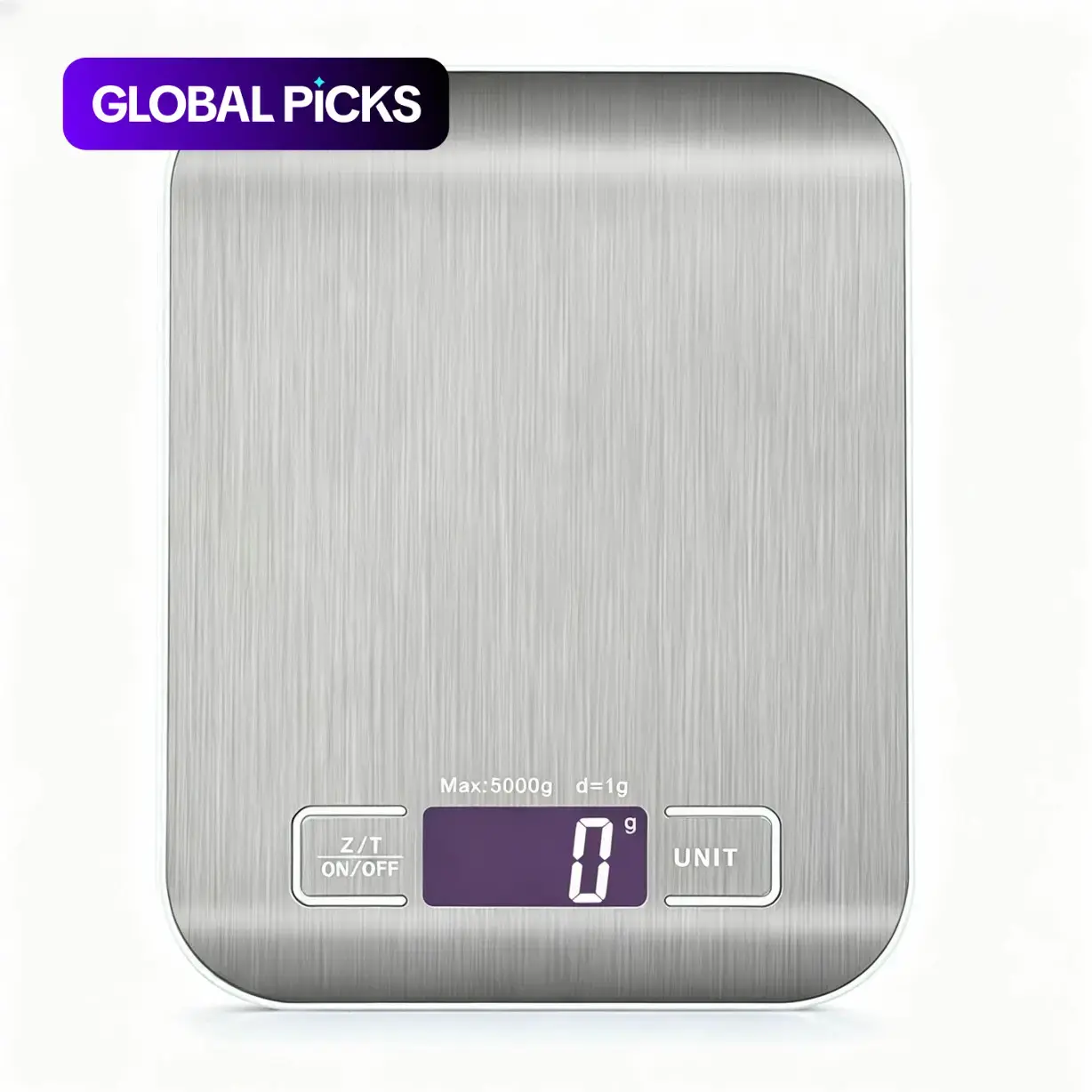 Digital Kitchen Food Scale, Cooking Scale, Digital Weighing Scale, Stainless Steel Platform, Electronic Backlit LCD Display, 5kg/11 lbs Capacity, for Home & Office Use (Battery Not Included) #GLOBAL PICKS