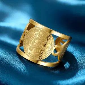 LIKGREAT The Seven Archangels Ring Archangel Talisman Good Luck Blessing Spiritual Healing Gift Stainless Steel Jewelry