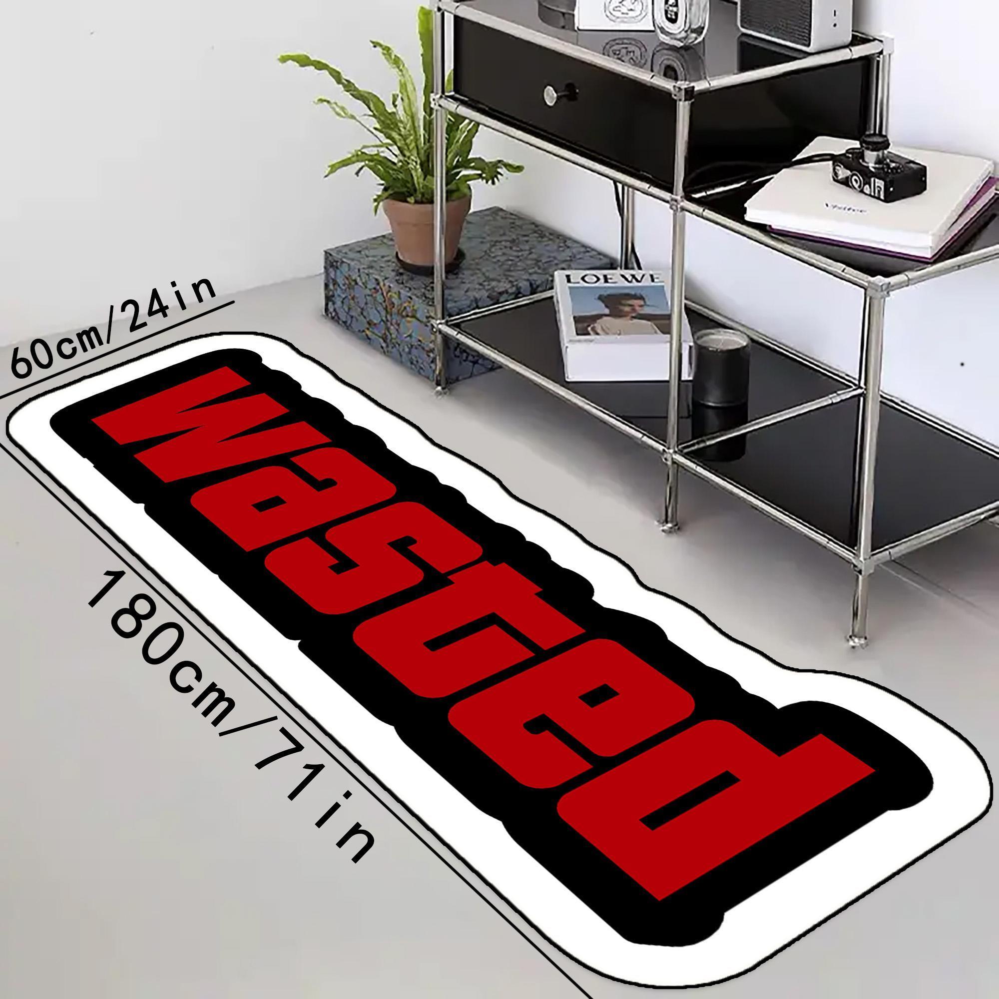 Irregular Figure & Letter Pattern Carpet, Creative Cool Art Rug, Home Decorative Rug, Soft Foot Mat for Home Living Room Bedroom Decor