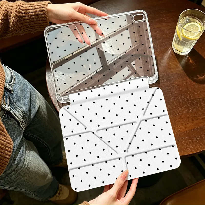 Clear Acrylic Smart Flip Foldable Case for iPad, Pencil Holder, 4 Corner Airbag, Shockproof Anti-Scratch, Durable, for iPad 10/11, 7/8/9, Mini 6/7, Pro 9.7/10.5/11", Air 1/2, Air 4/5 10.9", Air 6/7/8 11", Acrylic Back Cover