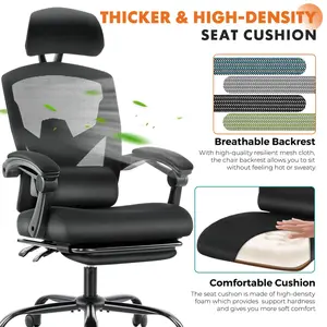 Sweet Furniture S -  Ergonomic Office High Back Computer Chair, Reclining Office Chair with Foot Rest,