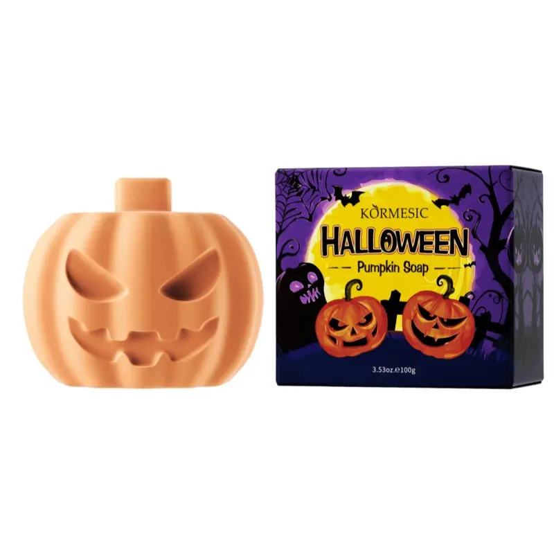 Pumpkin Shaped Handmade Soap, Fine Foam Gentle Cleansing, Pumpkin Fragrance Bath Bar, Halloween Holiday Gift for Daily Shower Care