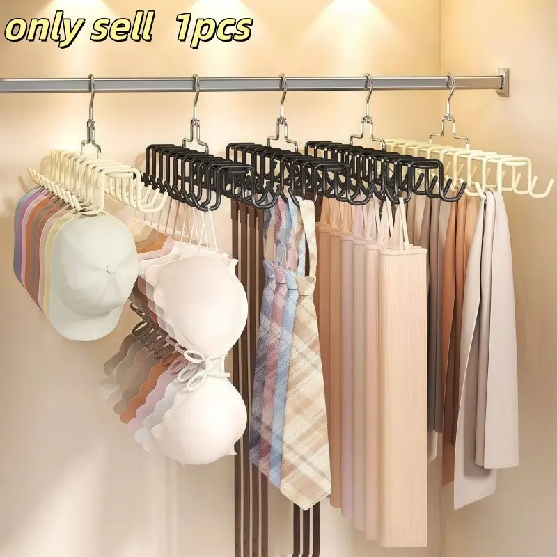 Multifunctional Multi-Hook Bra Organizer Hanger, 360° Rotating Hooks, Non-Slip Design, Saves Closet Space, Ideal for Bras and Belts