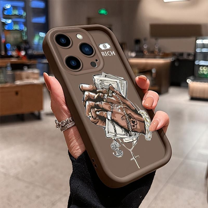 Hip Hop Money Rich Phone Case for iPhone 17 Pro Max 16 E 15 14 Plus 13 12 11 Pro Max & Samsung S21S22 S23 S24 S25 S26 Ultra Plus, Aesthetic Matte Shockproof Protective Case for Men, Perfect Gift