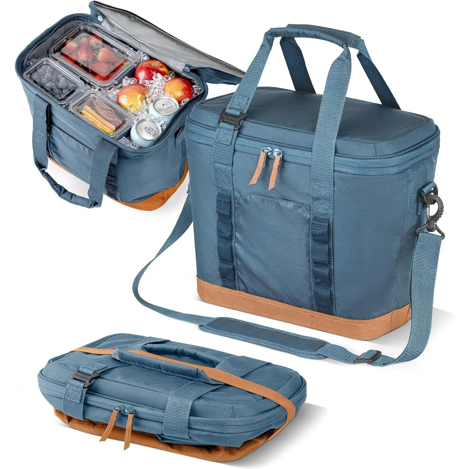 Foldable Cooler Bag – Medium-sized portable cooler bag, suitable for travel, foldable insulated cooler bag, ideal for the beach, picnics, and road trips, can hold up to 30 cans of beverages, leak-proof soft portable cooler bag