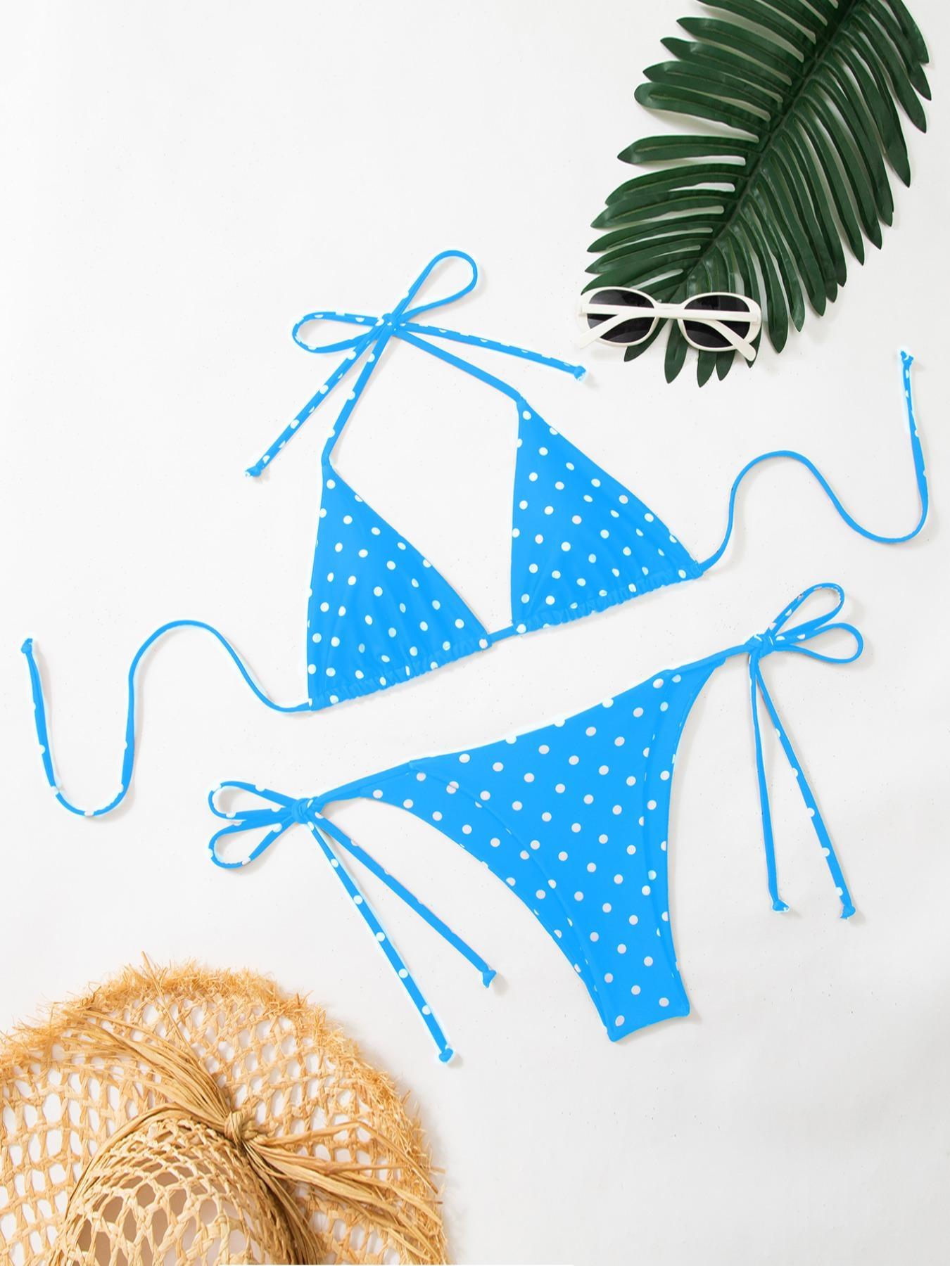 Women's Polka Dot Print Bikini Set, Casual Fashion Chic Swimsuit Set, Ladies Swimwear for Beach Holiday Vacation, Swimsuit Style Bikini, Bikini Outfits, Swimsuits Bikinis, Summer Bikini