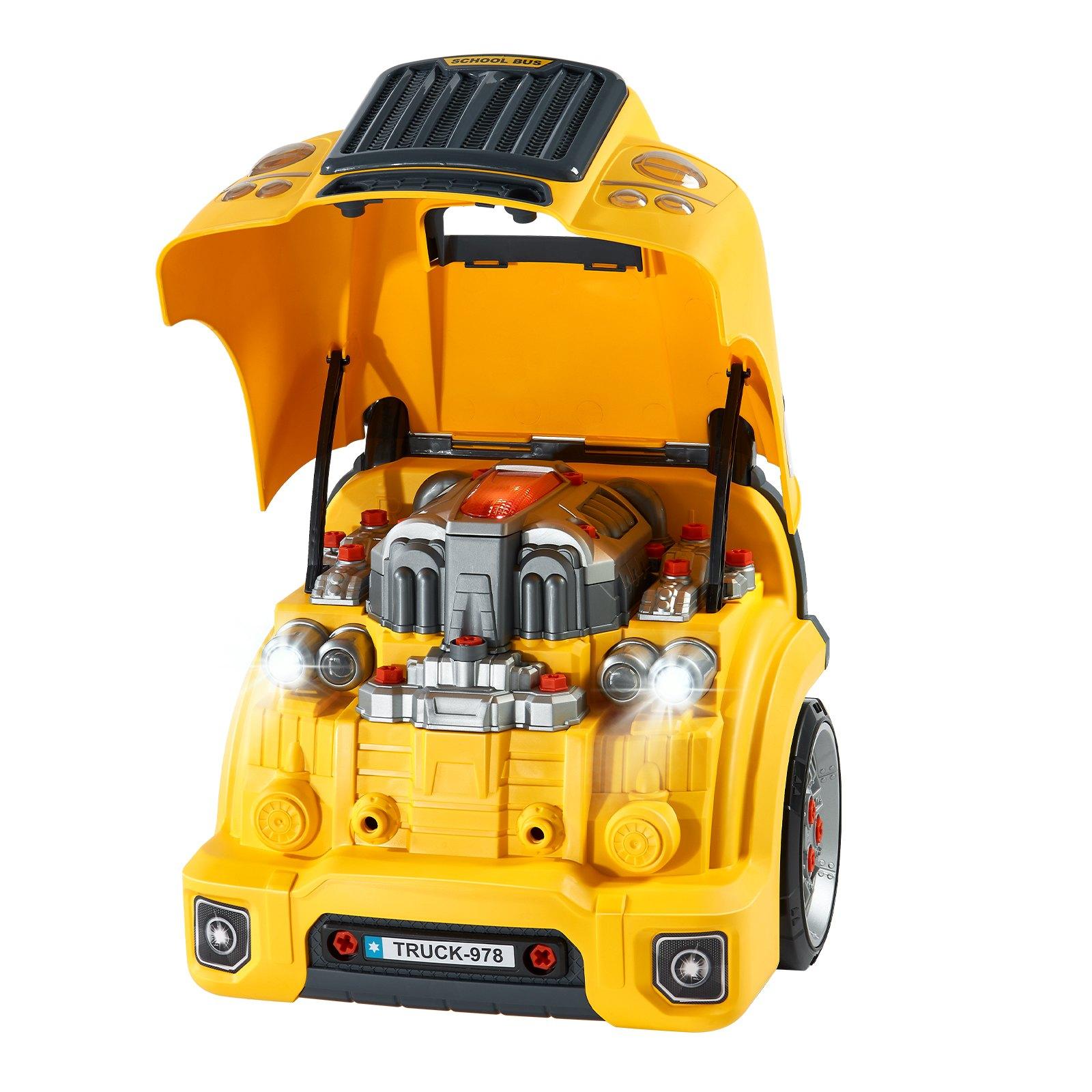 VEVOR Engine Toy, 60 Pieces, Kids Mechanic Car Repair Set with Removable Parts, Lights and Sounds, Steering Wheel and Horn, Kids Mechanic Workshop Set for Toddler Ages 3 Years and Up, Yellow