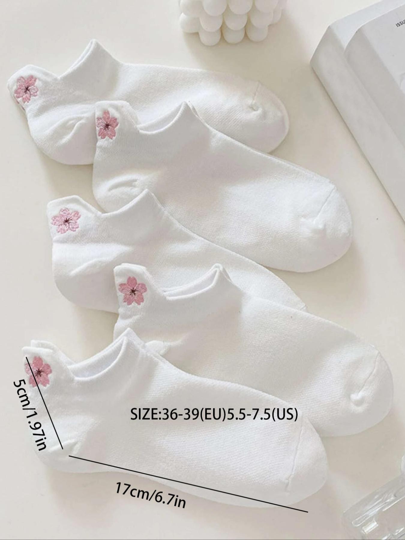 Women's Floral Embroidered Ankle Socks, Casual Soft Comfy Knit Low Cut Socks, Comfy Anklet for Women, Multi-pack Hosiery for Summer, Elegant