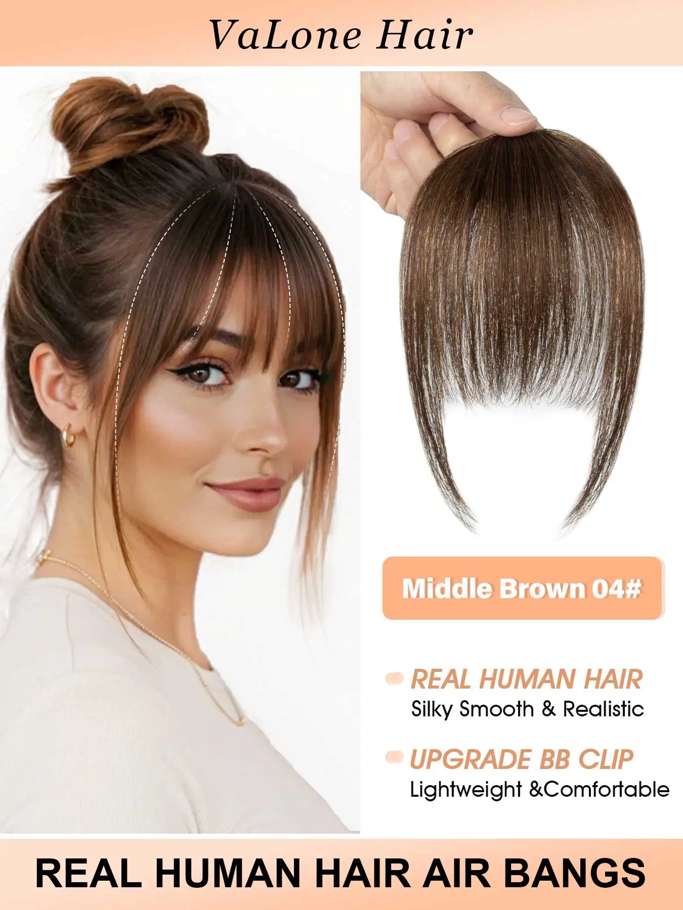 Women'S Clip-In Bangs & Frontal Hairpieces, Hair Extensions | Natural Looking, Straight Human Hair Fringe in Black/Gray/Brown/White