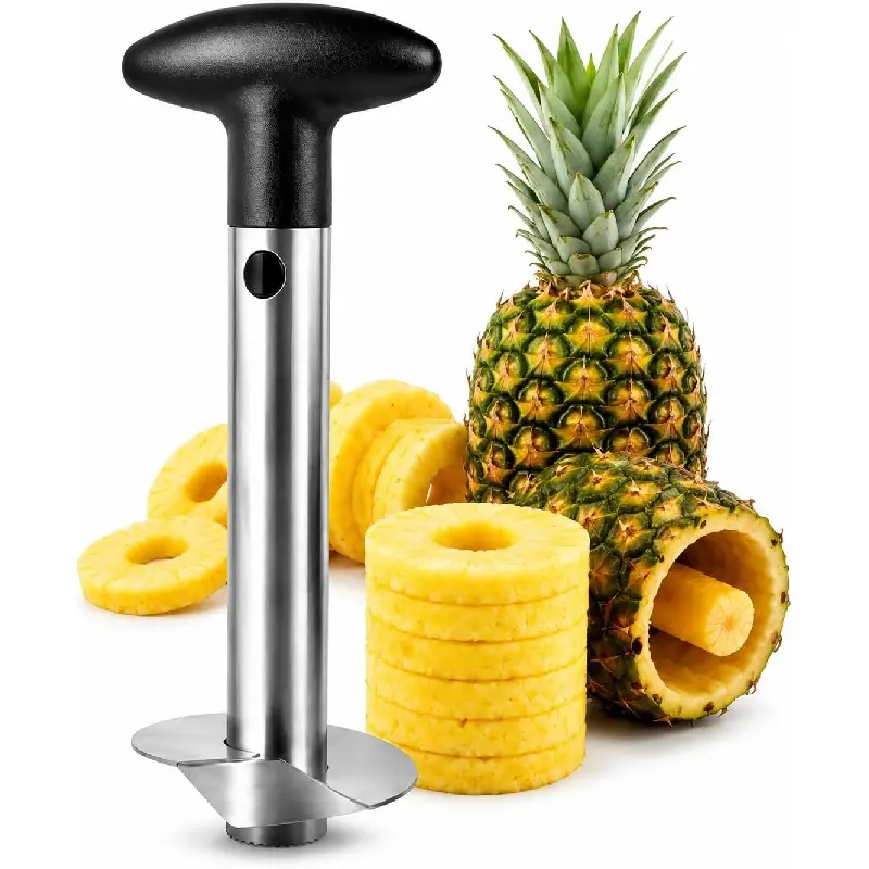 Stainless Steel Pineapple Corer & Slicer, Premium Pineapple Cutter, Peeler & Coring Tool with Ergonomic Non-Slip Handle, Dishwasher Safe for Perfect Pineapple Rings