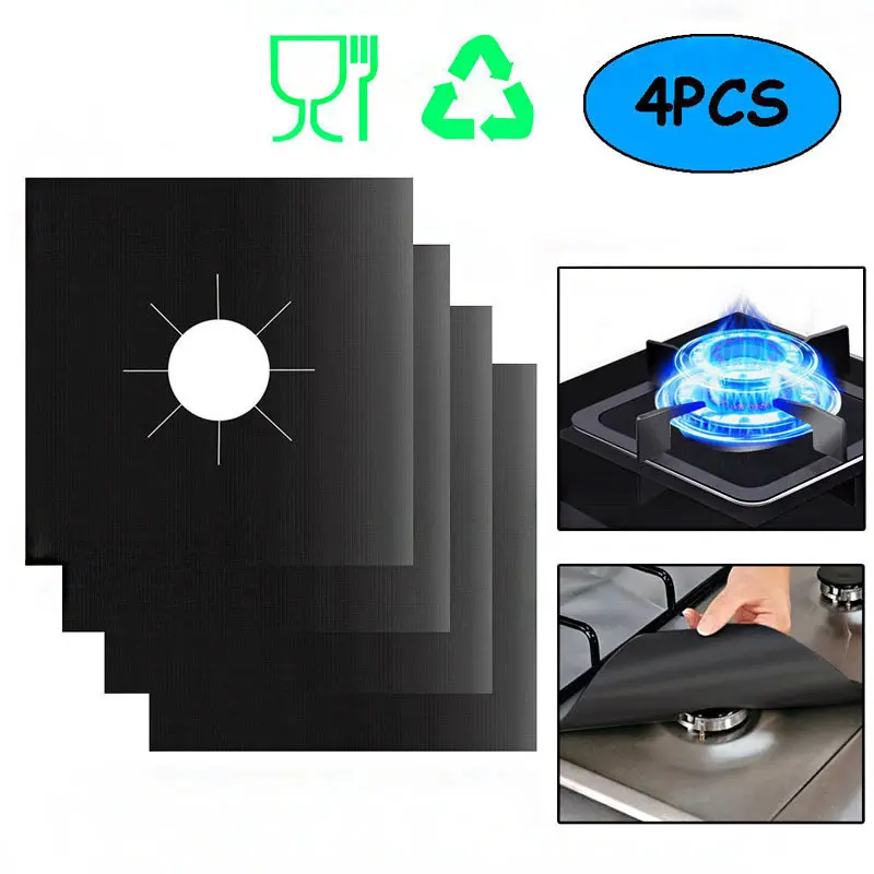 4 Piece Gas Stove Protector Cooker Lid Liner Cleaning Pad For Kitchen Cookware Accessories Pieces Reusable Boiler Hood Protectiv