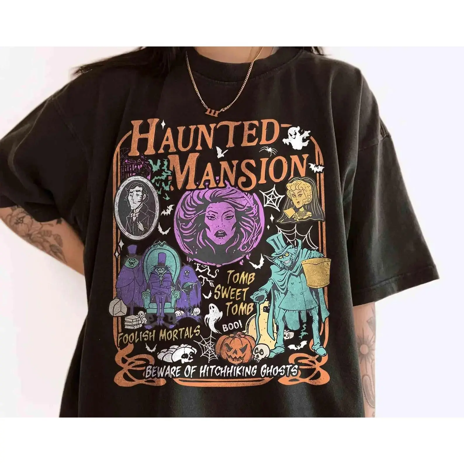 Retro The Haunted Mansion Shirt, Madam Leota Hitchhiking Ghosts Tee, Spooky Season Tee, Halloween Gothic Family Trip