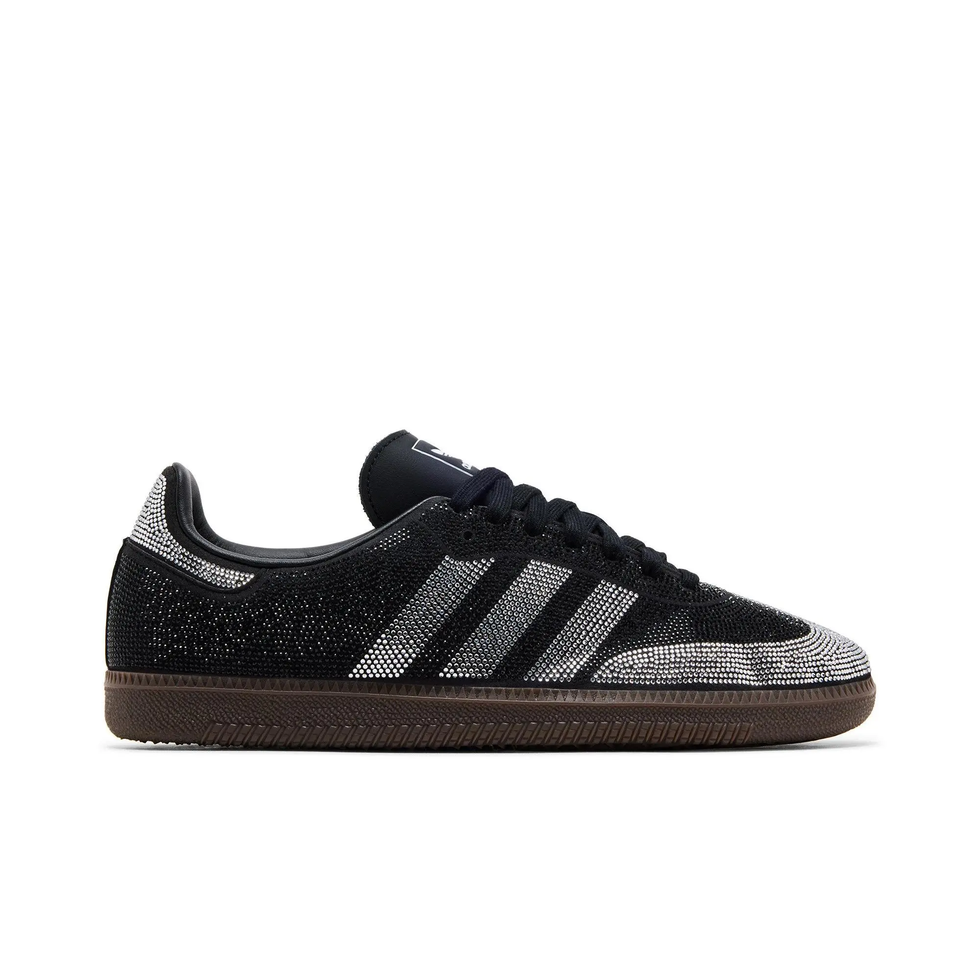 adidas Womens Samba OG 'Black Silver Rhinestones' (women's sizes) Core Black/Core Black/Dark Gum sneakers IH9052