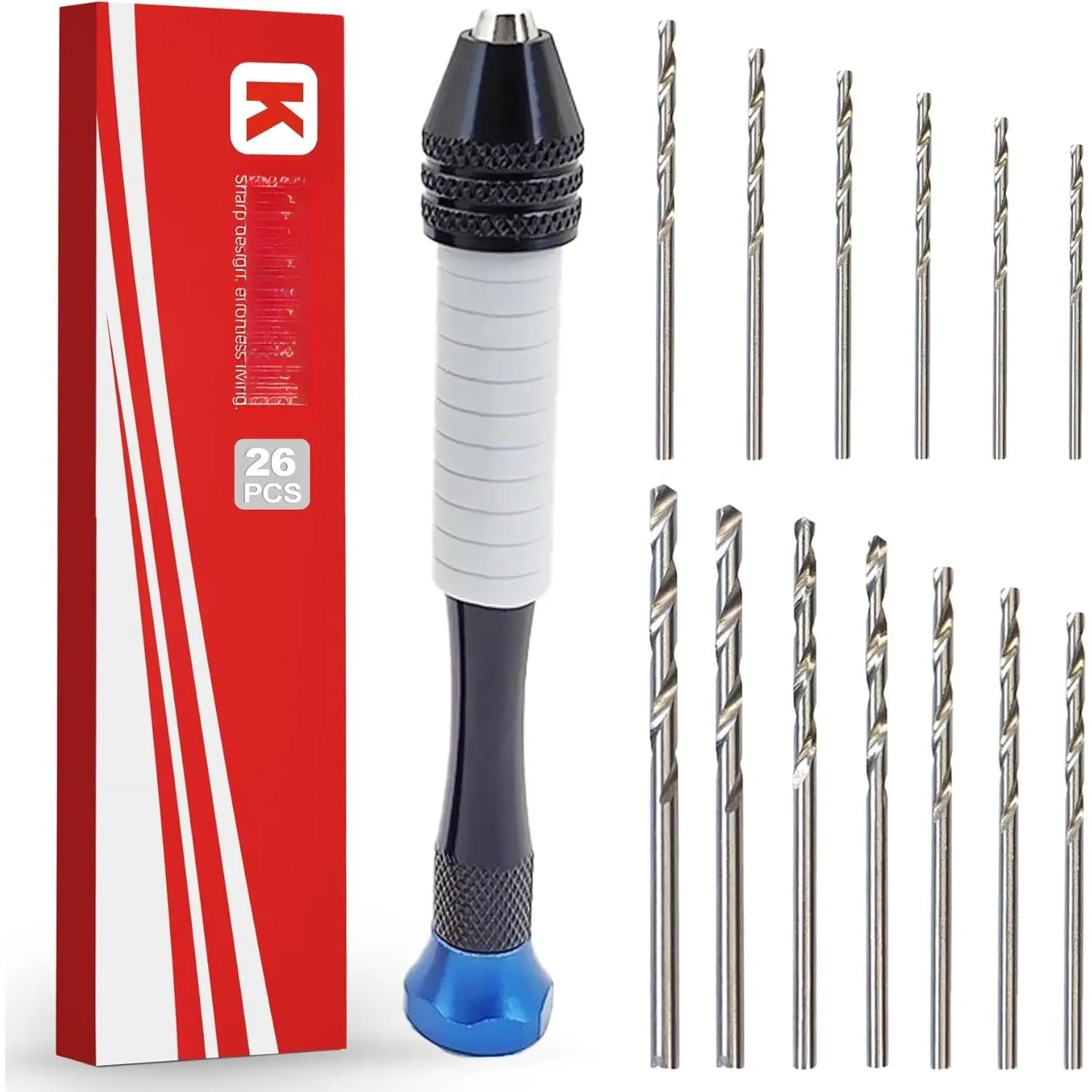 26 count Pin Vise Hand Drill Kit with Small Drill Bits Including 1mm - Precision  Craft Drill for  Making, Stones and ,  Hobbyists (Blue)