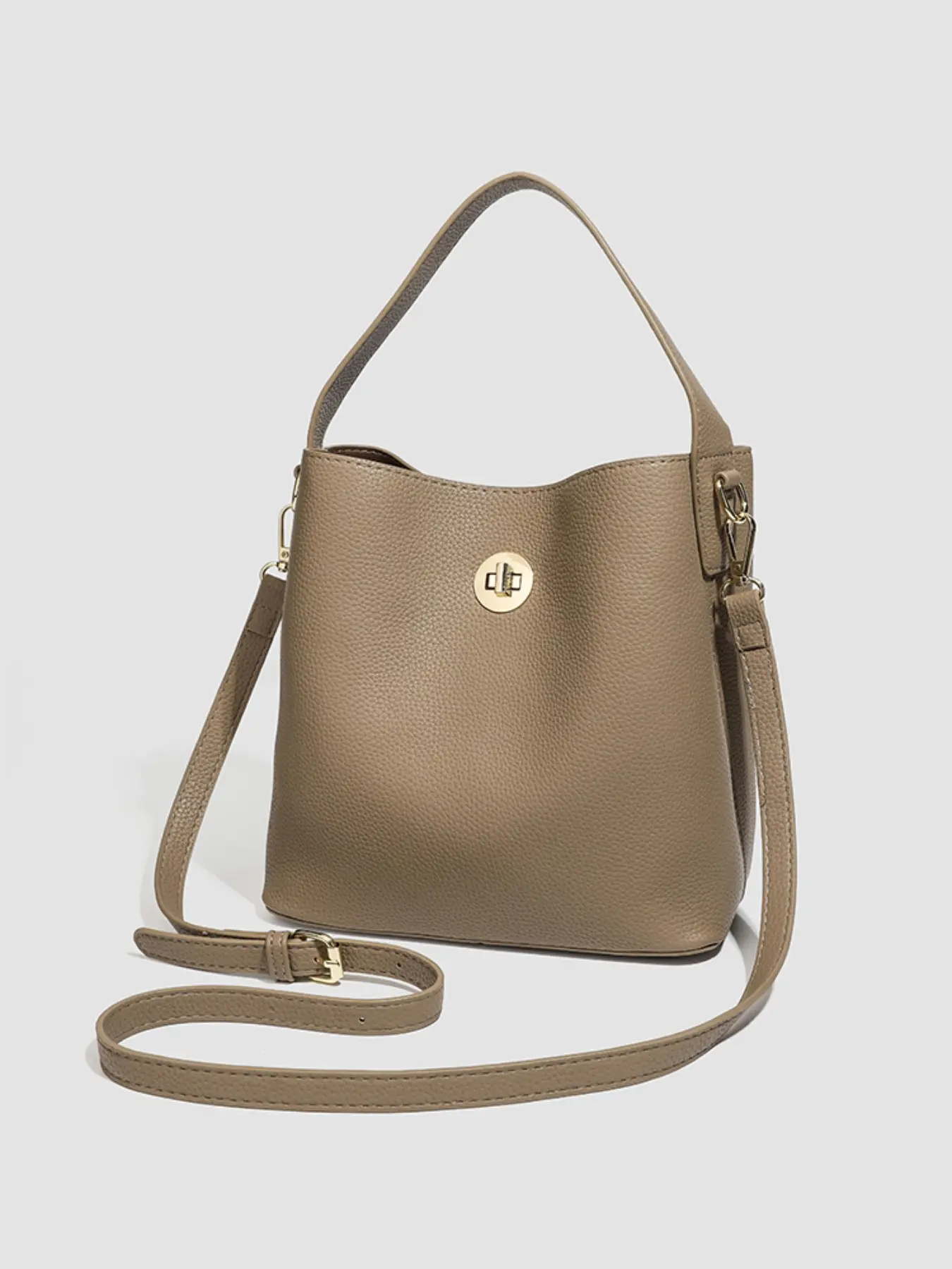 Soft Pebbled Bucket Shoulder Bag, 2-Way Wear Top-Handle Crossbody Purse, Stylish and Versatile Accessory for Daily Use