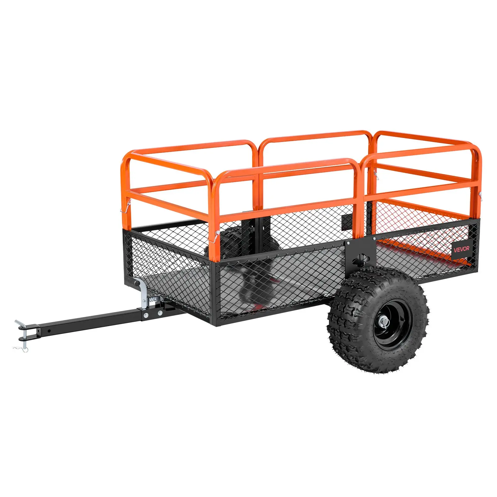 【toolupgrade】VEVOR Garden Utility Trailer, 28 Cu. Ft. 1800lbs, ATV UTV Trailer, Tow Behind Steel Dump Trailers, Removable Rear Panel, Heavy Duty Pull Behind Yard Trailers for Lawn Mower Tractor Garden Waste