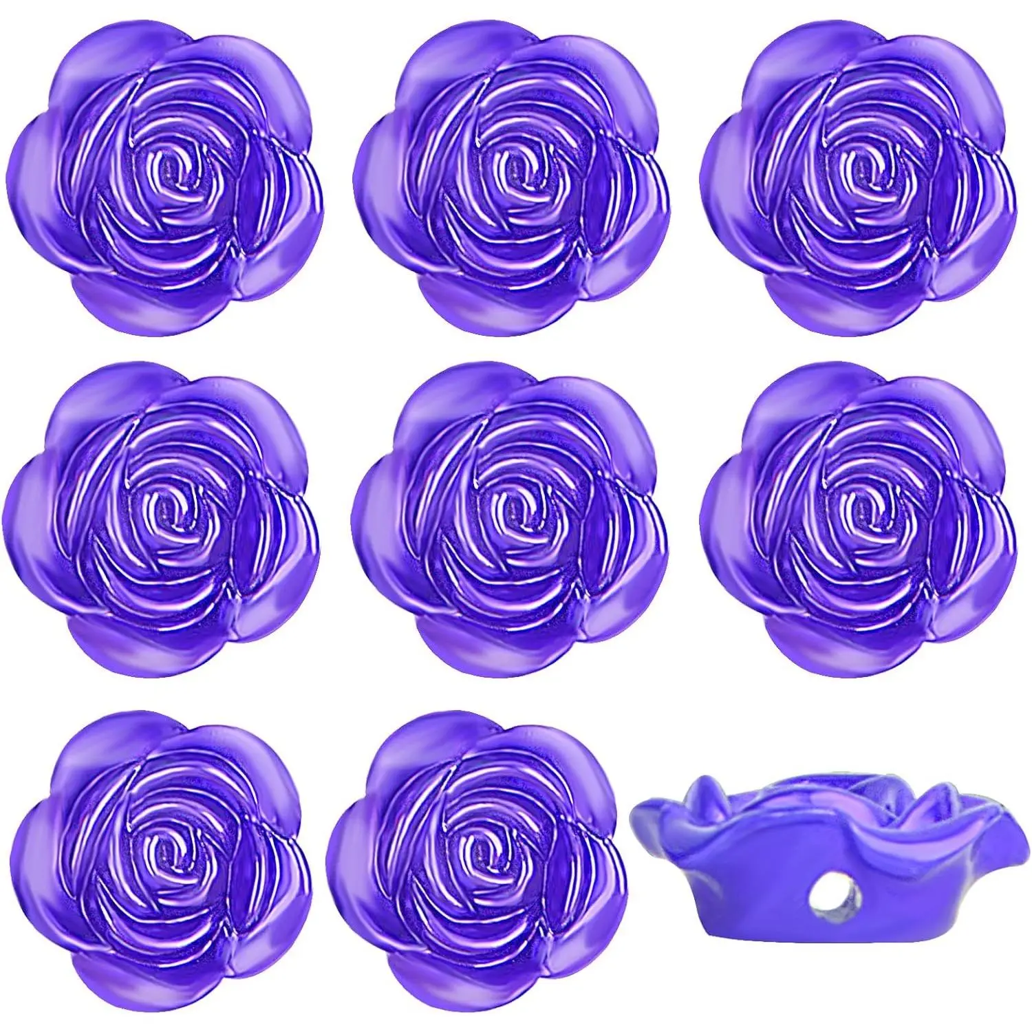 100pcs 15 mm Purple Rose Flower Spacer Beads ABS Plastic Adorable Roseflower Shaped Floral Loose Craft Beads Ornaments for DIY Bracelet Necklace Earrings Jewelry Making Supplies