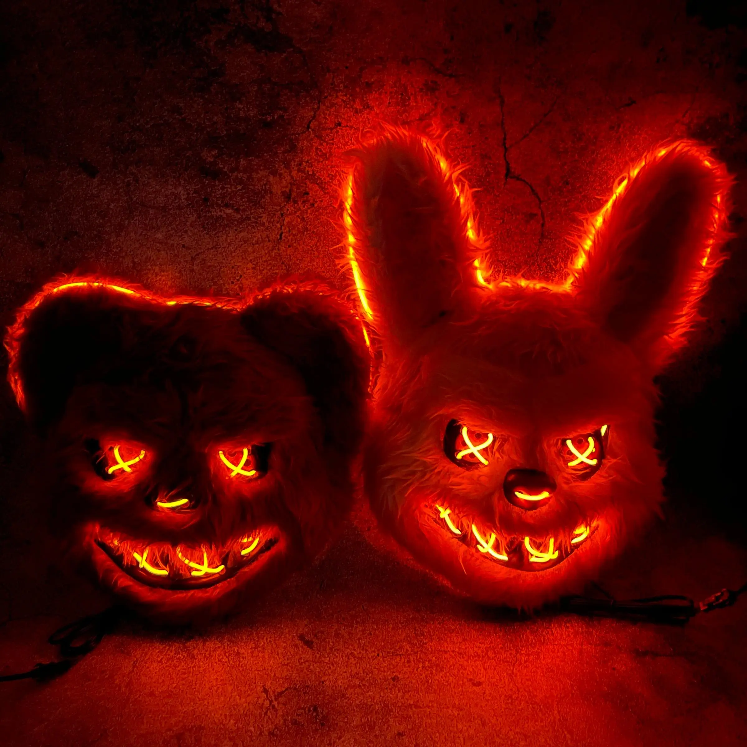 Halloween Luminous Mask, AA Batteries Required Glowing Mask, Creative Rabbit Mask for Halloween Party, Party Supplies, Home Decor