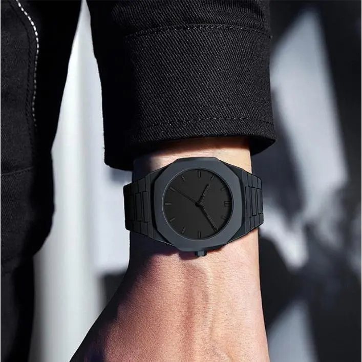 Minimalist Black Watches Simple and elegant. A perfect aesthetic choice for school offices or recreational activities. Waterproof quartz movement. Ultra-light materials. golden relojes para hombres
