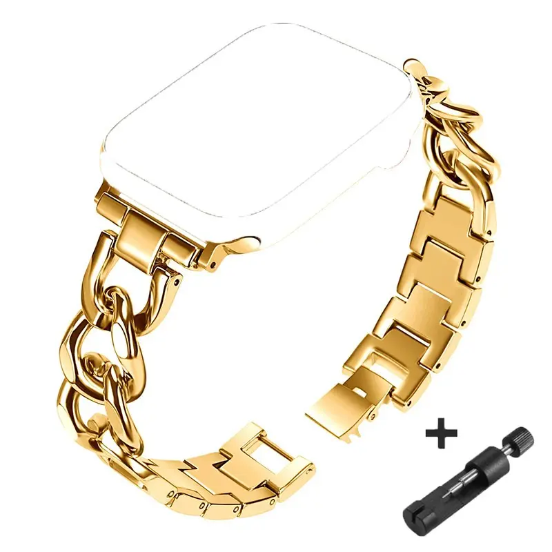 Fashionable metallic Watch Band (Band Only), Fashionable Chain Design Watch Band, Smart Watch Accessories for Apple Watch Series S10/9/8/7/6/5/4/SE, Wearable, Smartwatch Strap, Wearable Tech Accessories, Smart Watch Straps