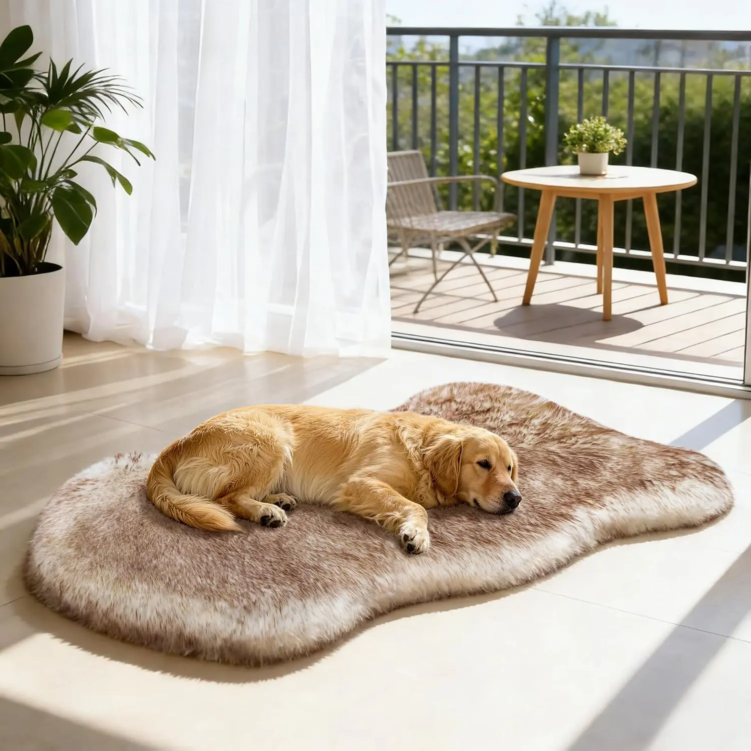 Bed Rug for Large Dogs, Faux   Memory  50"x30"x3" |    Beds Luxury, Washable Fuzzy  Rug Soft Flat  Furry  Bed, Brown