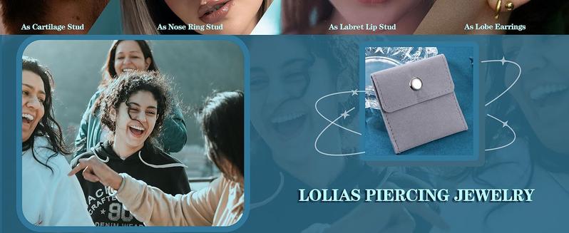 LOLIAS 18PCS Threadless Nose Rings Studs for Women Men 20G 18G 16G Hypoallergenic Surgical Stainless Steel Labret Lip Rings CZ Opal Push in Earrings Flat Back Nose Stud Cartilage Nostril Conch Helix Tragus Piercing Jewelry