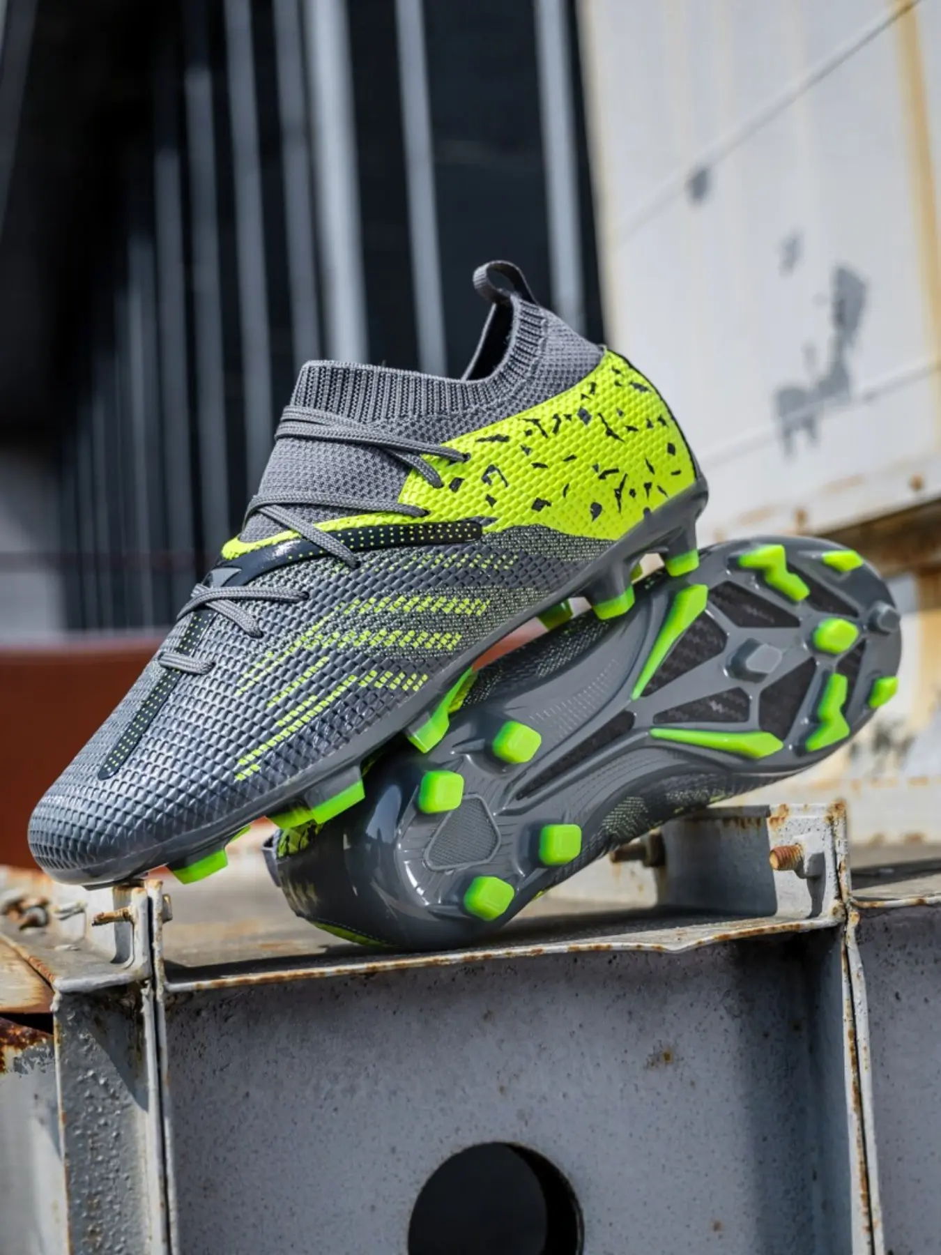 Unisex Striped Sporty Football Shoes, Ag Long Studs, Comfortable High-End Cleats, Ideal for Training & Matches, All Seasons, Football Boots