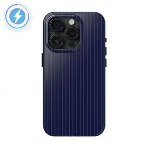 MagSafe Phone Case Navy Blue Soft Striped Phone Case, Sleek Vibes, Ready & Lowkey Chic Phone Case, Retro Christmas Movie Phone Case for iPhone 17 16 15 14 13 12 11 Pro Max , Holidays Xmas Tough Casefor iPhone 16 Pro Max
