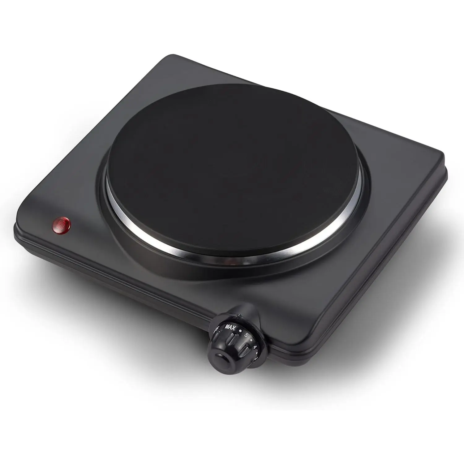 Elite Gourmet Single Manual Compact Small Kitchen Countertop Stove - 1000W Cast Iron Electric Hot Plate, 7 Heat Settings, Heat Control, Portable for RV, Dorm Use