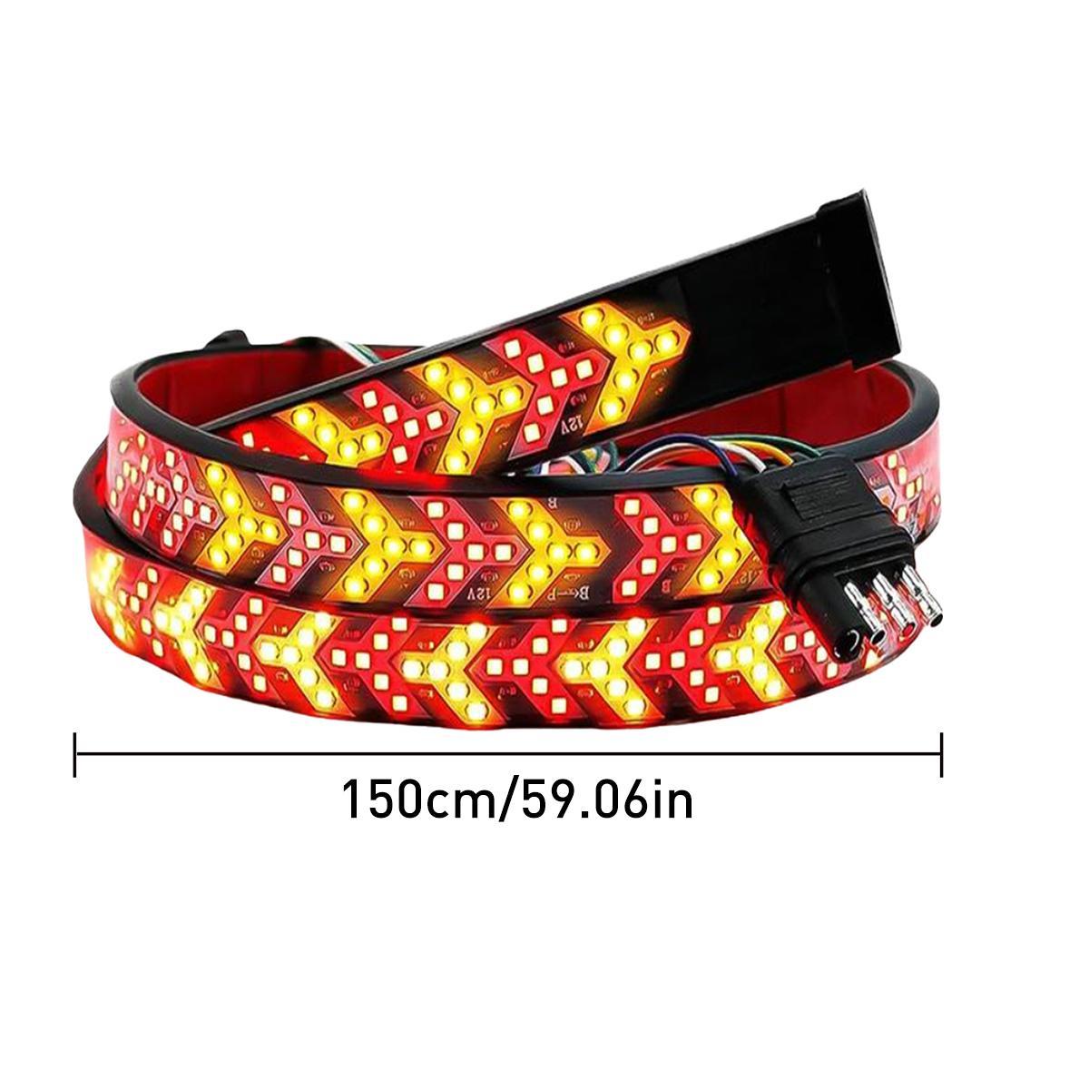 60 Inch Triple Row LED Tailgate Light Bar, Waterproof, 12V DC, Full Function Brake, Reverse, Amber Turn Signal, Universal Fit for Pickup, Trailer, SUV, RV, Van,Triple Row LED Work Light Strips, Triple Row Universal LED Tailgate Light Bar