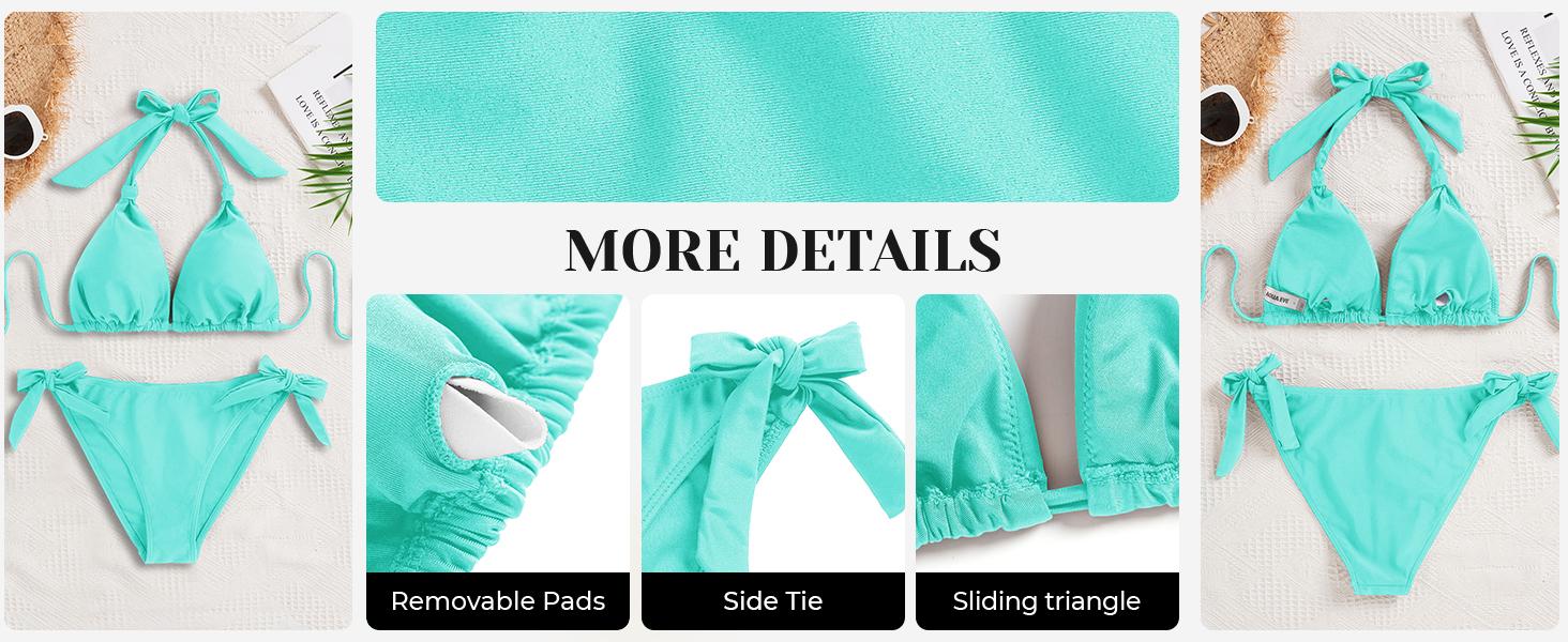 Women Halter Bikini Set - Two Piece Triangle Swimsuit Tie Bathing Suit 2025 Cute Swimwear