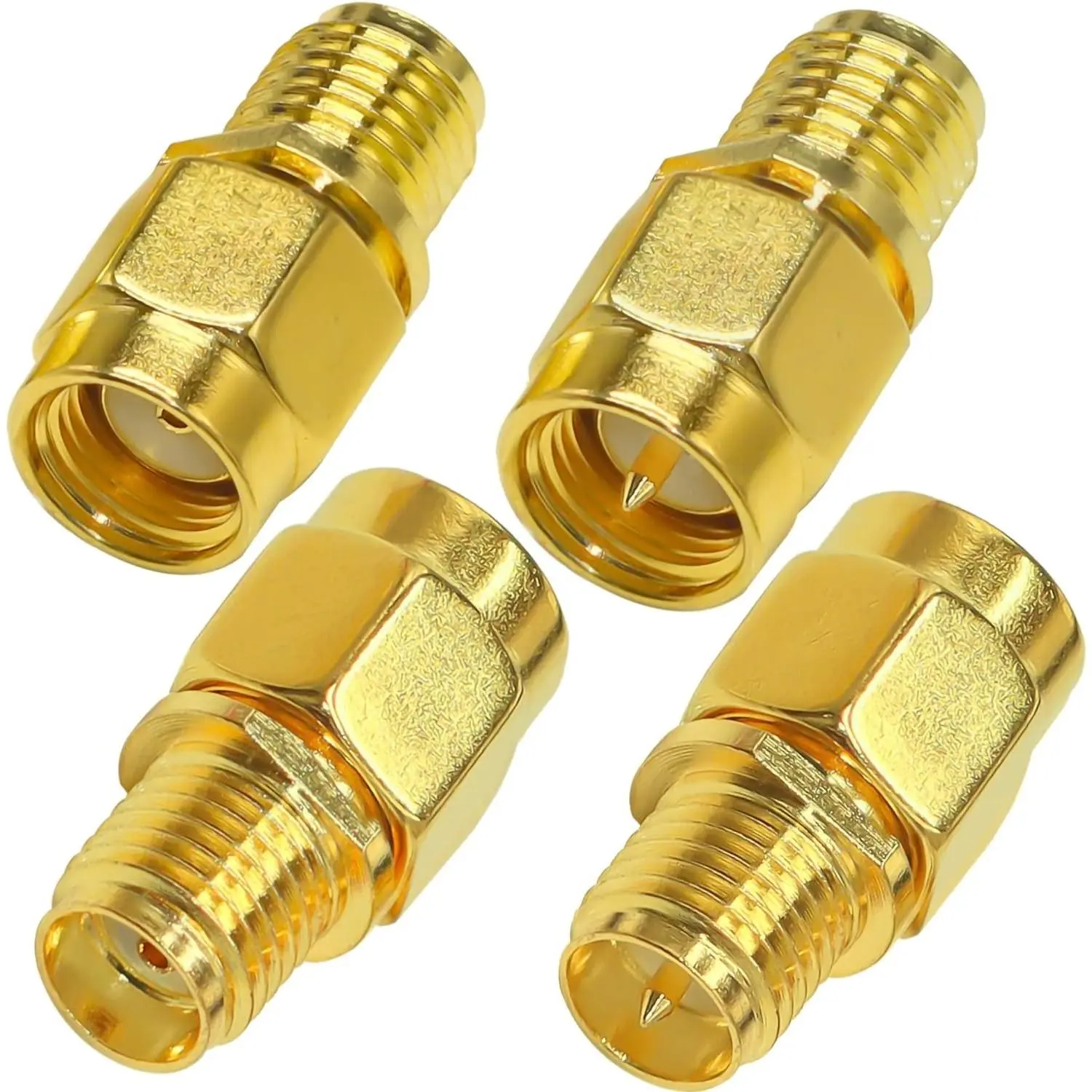 TUOLNK 4PCS SMA Coax Connector Cable Gender Changers,Male/Female to RP-SMA Male/Female Coax Adapter Low Loss Coaxial Connector for Radio Antenna, Audio
